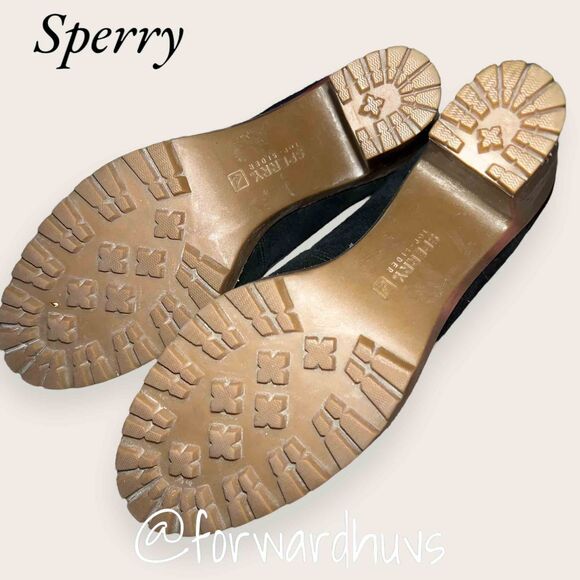 Sperry Darlington Black Suede 4” Heel Size 8.5 - Slight Rubber Peel - Picture 8 of 12